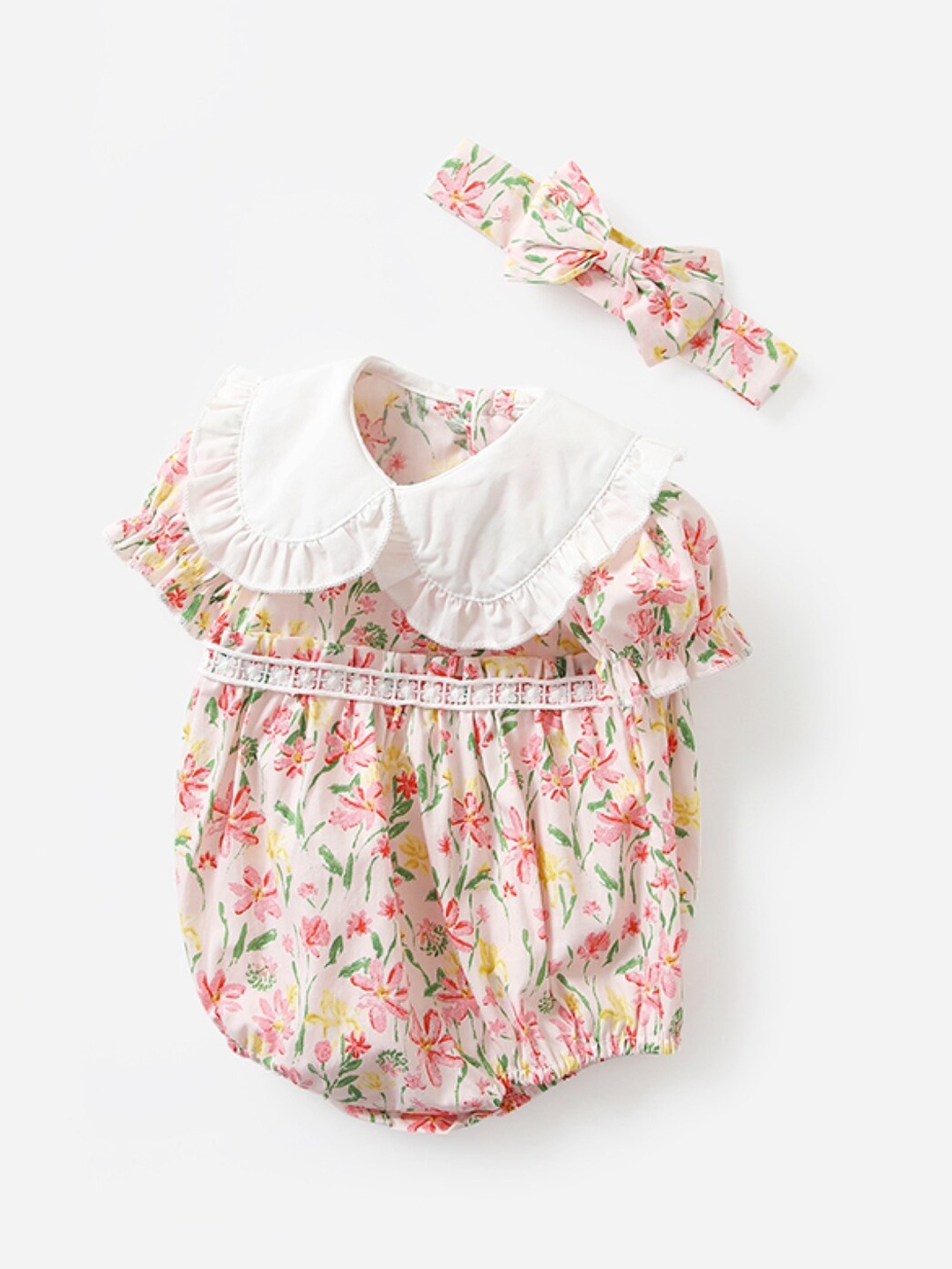 

StyleCast Infants Girls Floral Printed Cotton Bodysuit With Headband, Pink