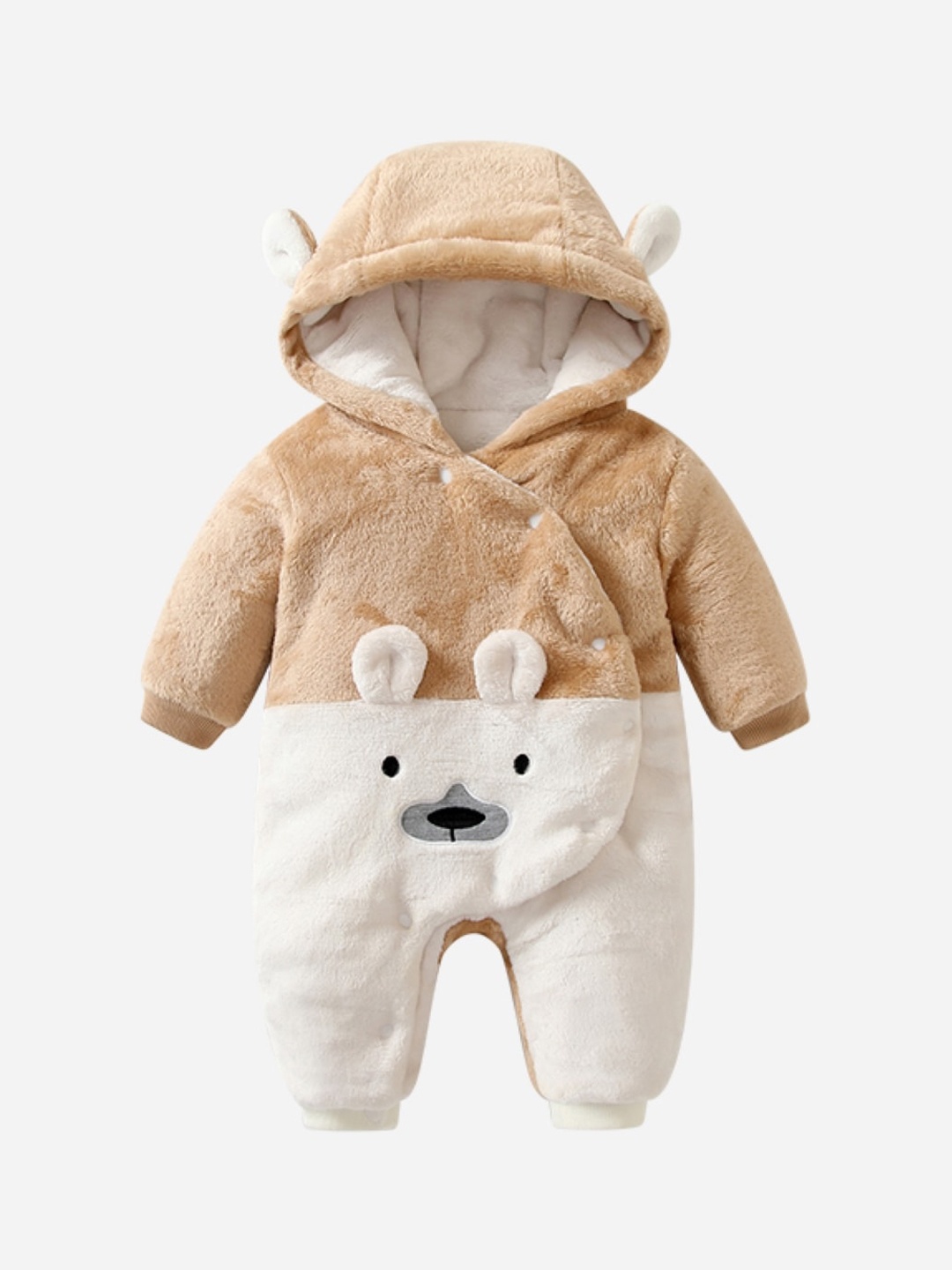 

StyleCast Infants Khaki & Off White Colourblocked Hooded Romper