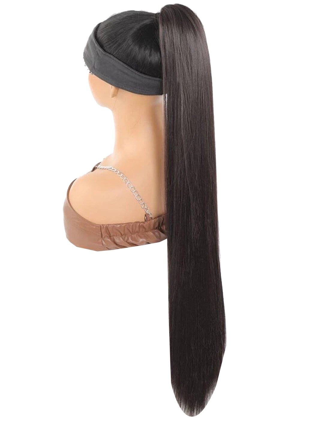 

VAGHBHATT Straight Ponytail Hair Extension With Claw- Black