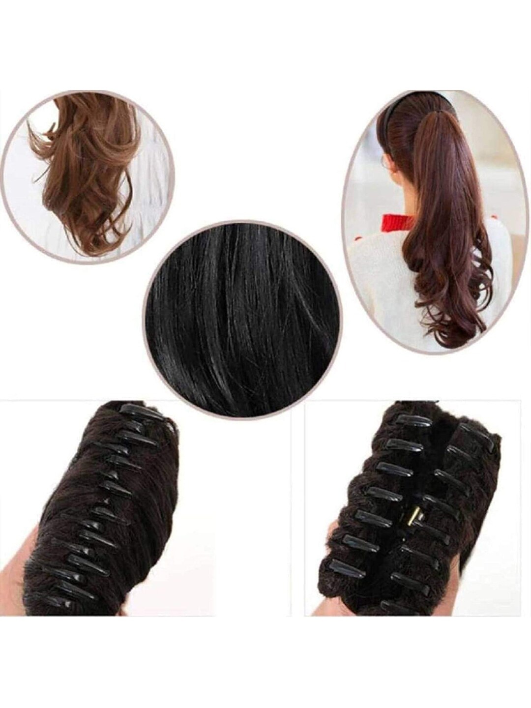 

VAGHBHATT Wavy-Curly Clutcher Ponytail Hair Extension - Black