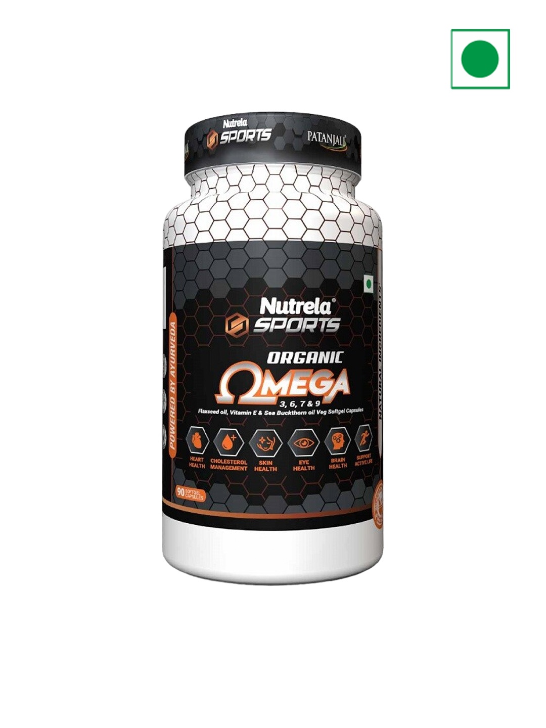 

NUTRELA Sports Organic Omega 3,6,7 & 9 Softgel Capsules For Heart Health - 90 Capsules, Black