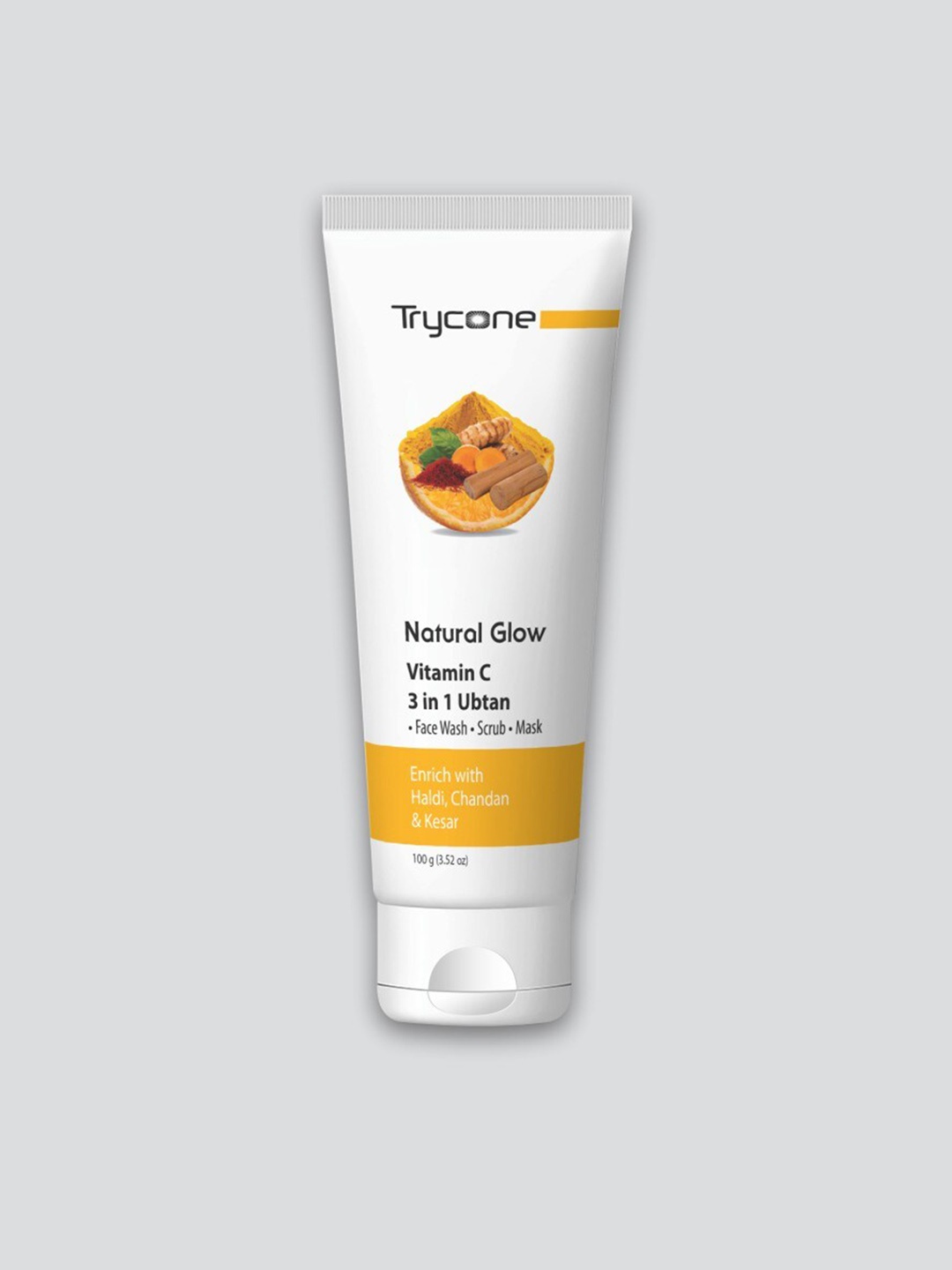 

Trycone Natural Glow Vitamin C 3 In 1 Ubtan Face Wash Scrub & Mask - 100g, Mustard