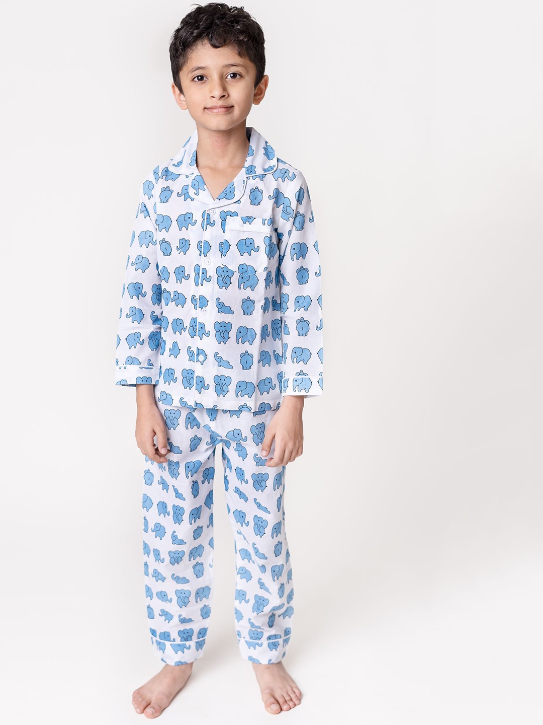 

Klephant Boys Printed Pure Cotton Night Suit, Blue