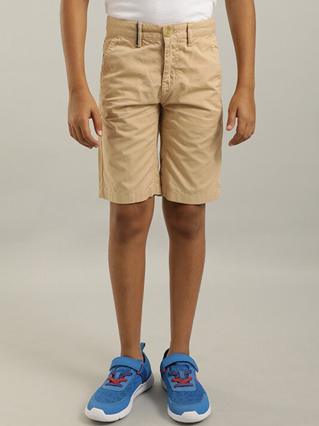 

Indian Terrain Boys Mid Rise Pure Cotton Shorts, Khaki