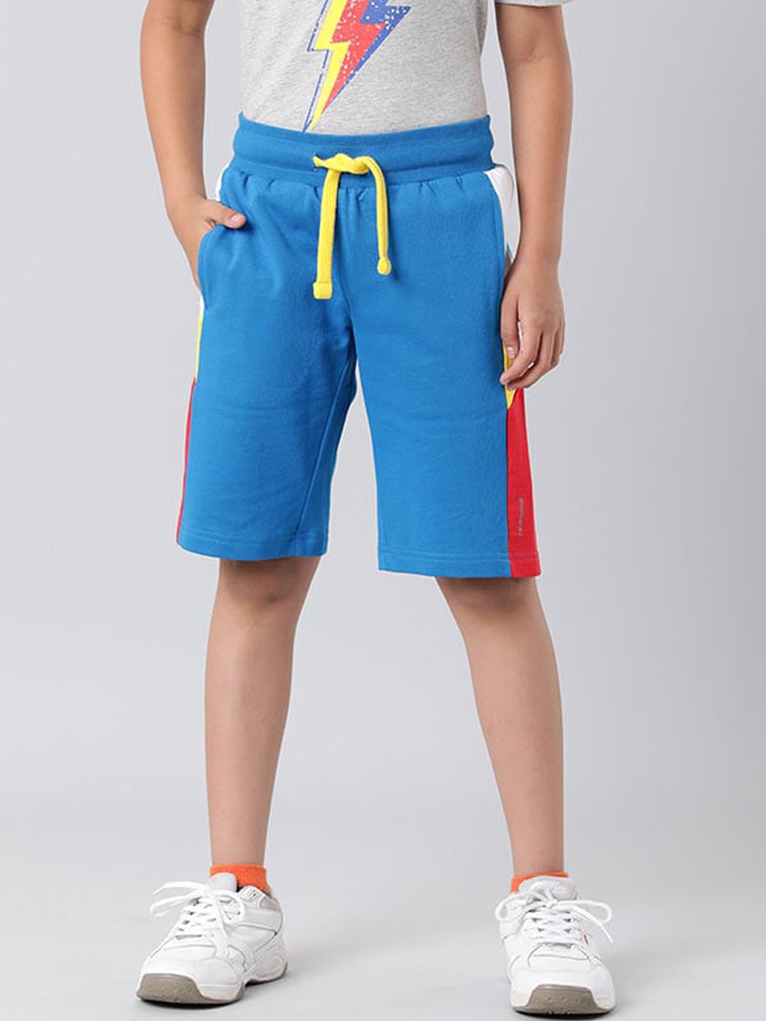 

Indian Terrain Boys Mid Rise Pure Cotton Sports Shorts, Blue