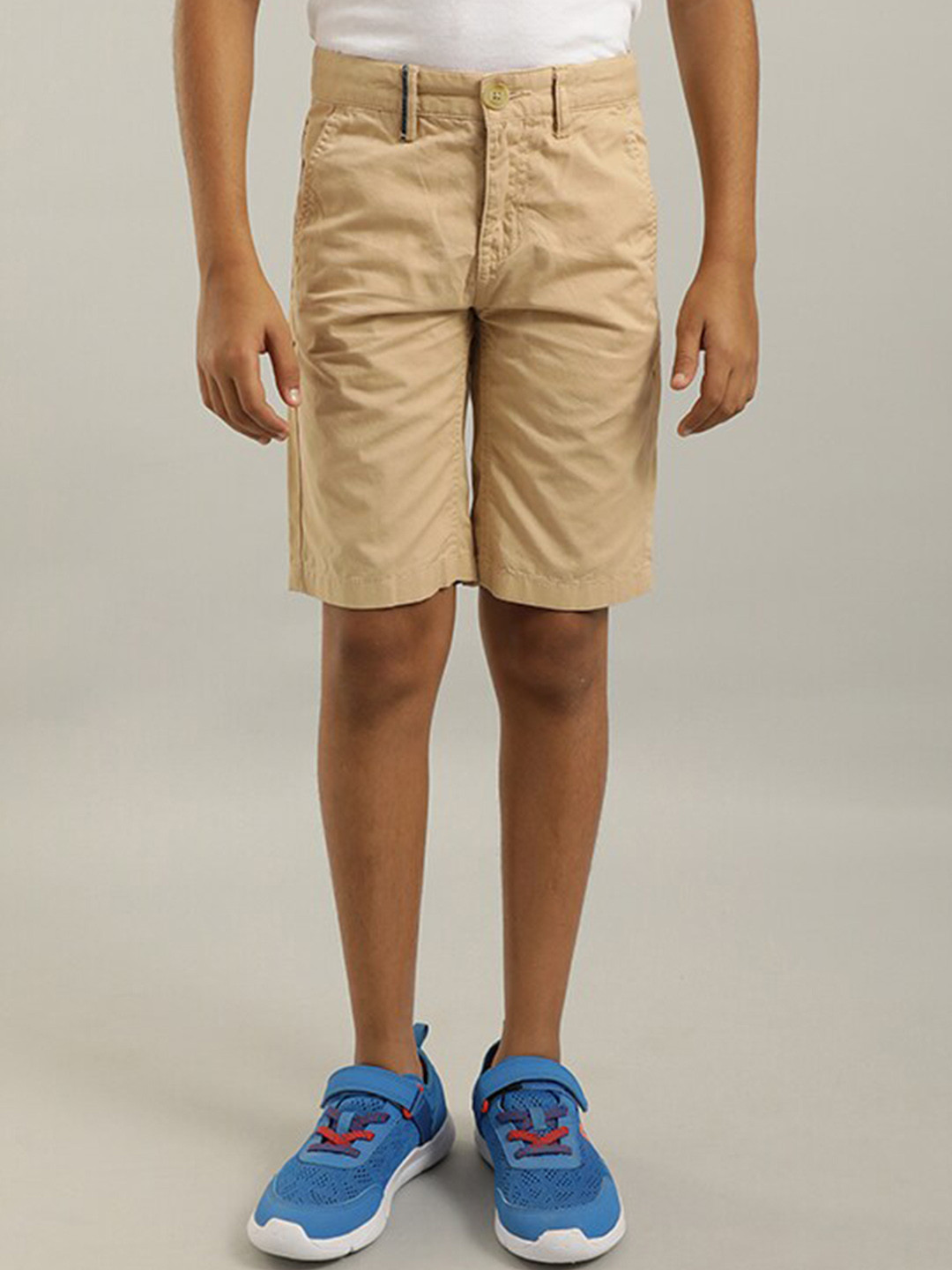 

Indian Terrain Boys Mid Rise Pure Cotton Shorts, Khaki