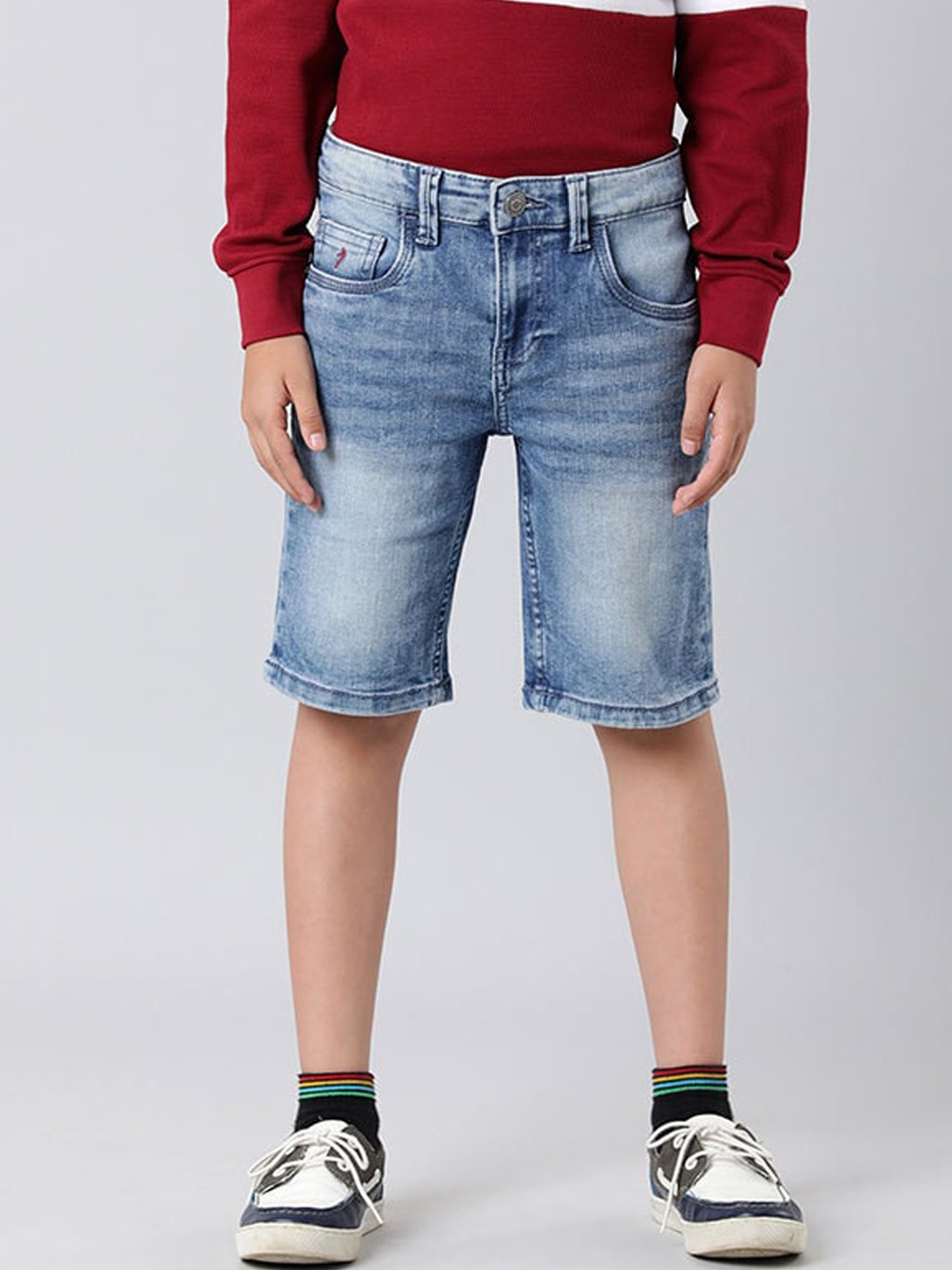 

Indian Terrain Boys Mid Rise Denim Shorts, Blue