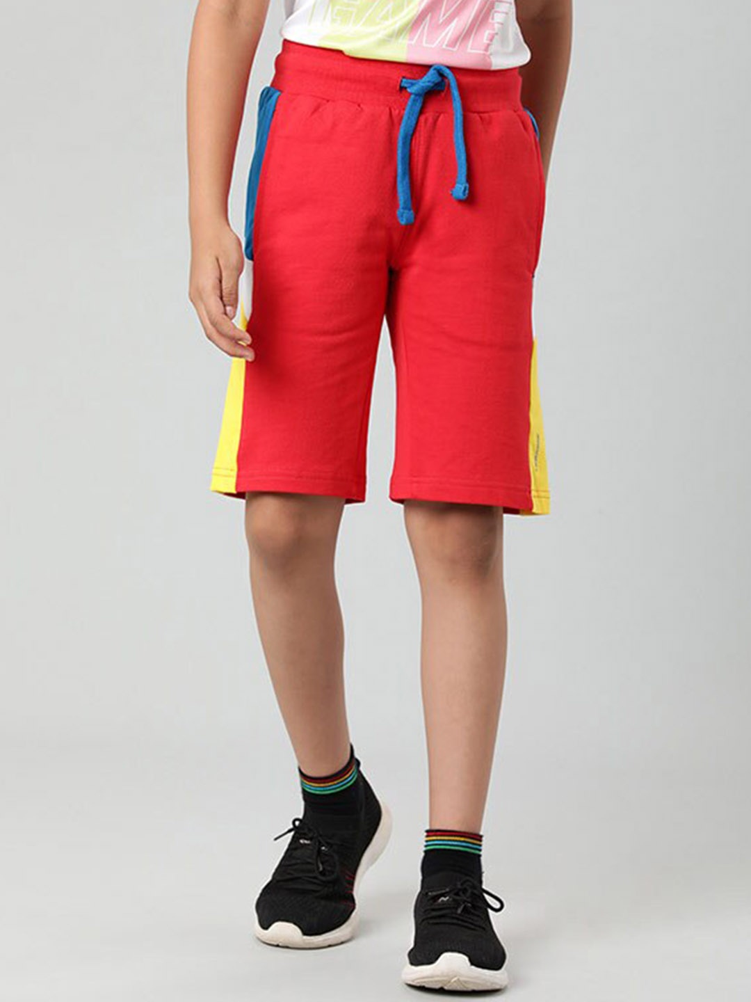 

Indian Terrain Boys Mid Rise Pure Cotton Sports Shorts, Red