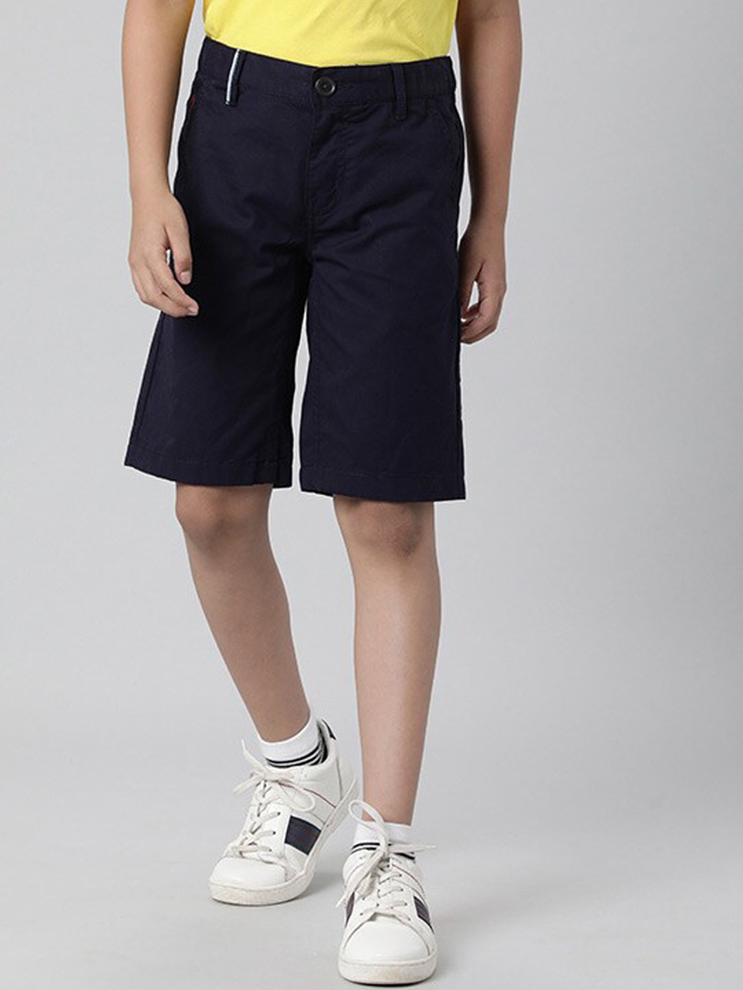 

Indian Terrain Boys Mid-Rise Pure Cotton Shorts, Navy blue