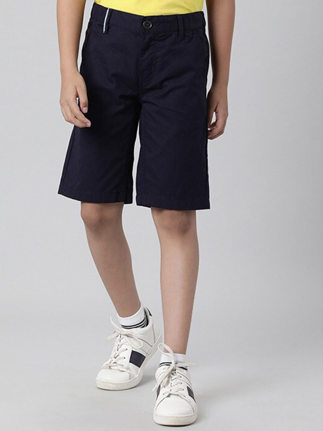 

Indian Terrain Boys Mid-Rise Pure Cotton Shorts, Navy blue