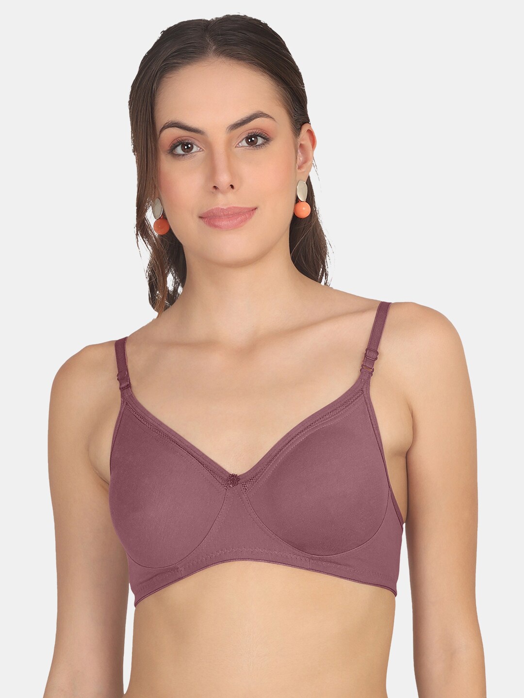 

POOJA RAGENEE Full Coverage Seamless Cotton Everyday Bra With All Day Comfort, Pink