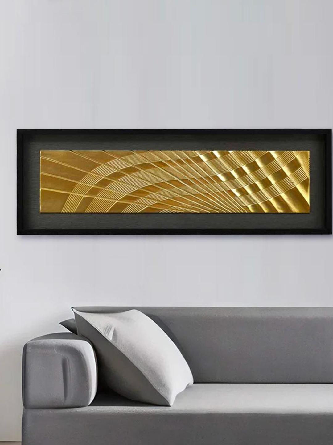 

Athome by Nilkamal Gold Toned & Black MDF & Glass Rectangular Wall Decor