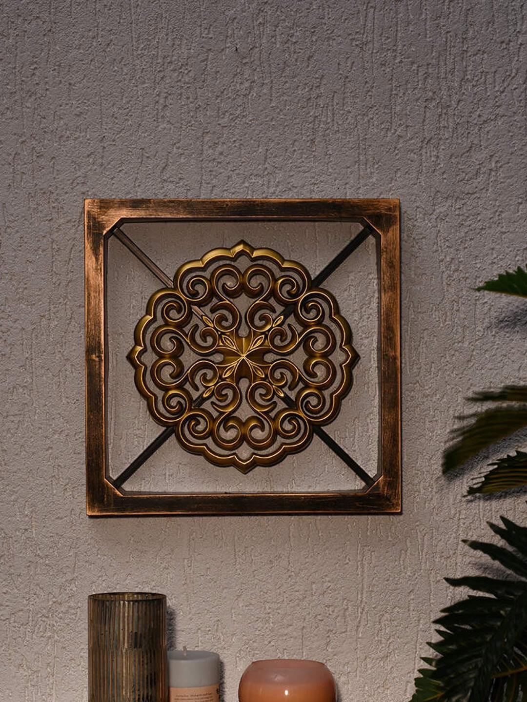 Athome by Nilkamal Moroccon Plaque Frame Wall Decor, Gold
