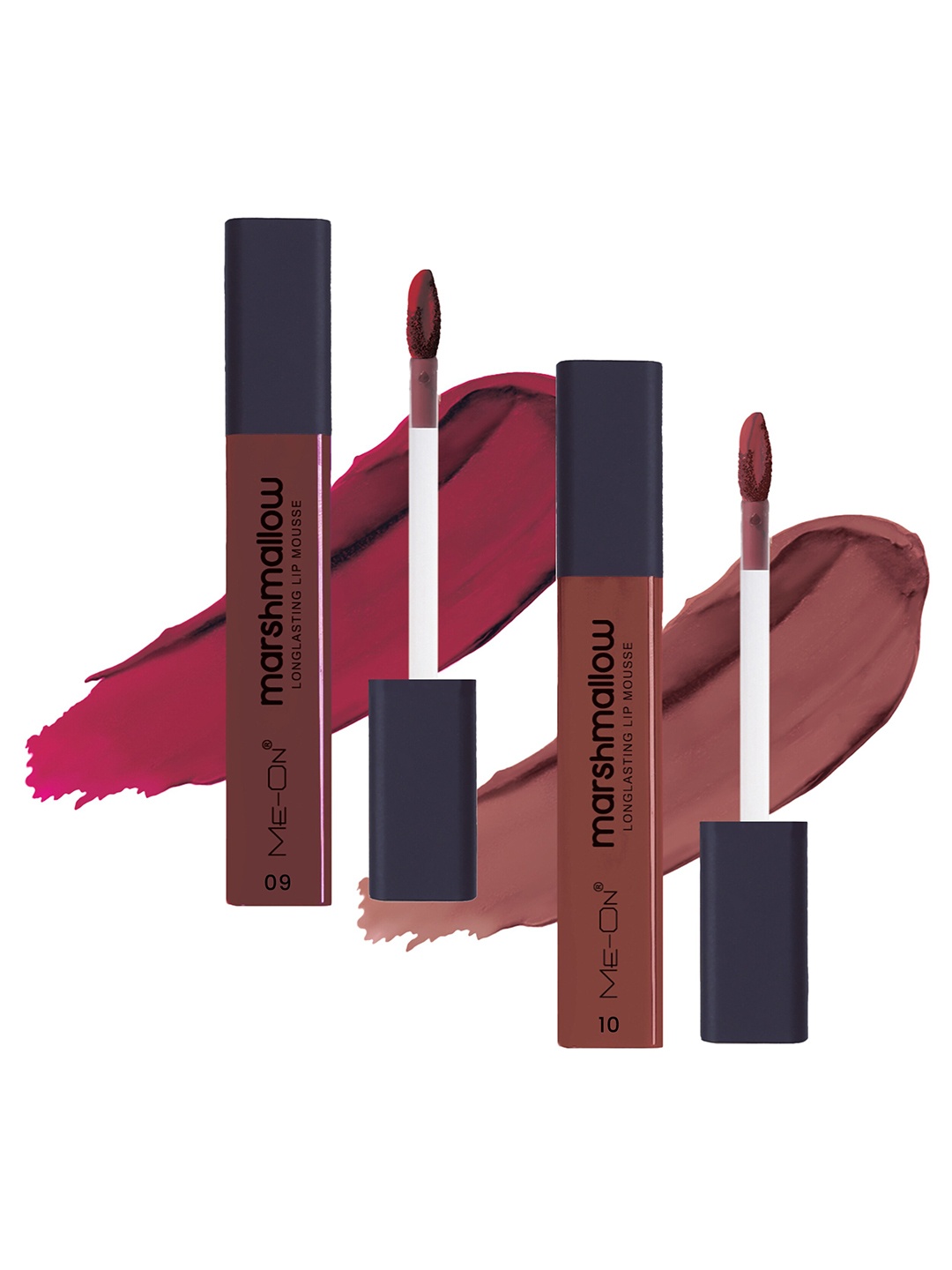 

ME-ON Set Of 2 Marshmallow Long Lasting Lip Mousse 6mlEach-Burgundy Lush 09-Peach Mojito10, Maroon