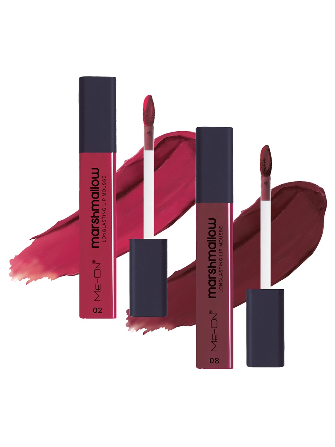 

ME-ON Set Of 2 Marshmallow Long Lasting Lip Mousse -6ml Each - Crimson Red 02-Red Wine 08, Fuchsia