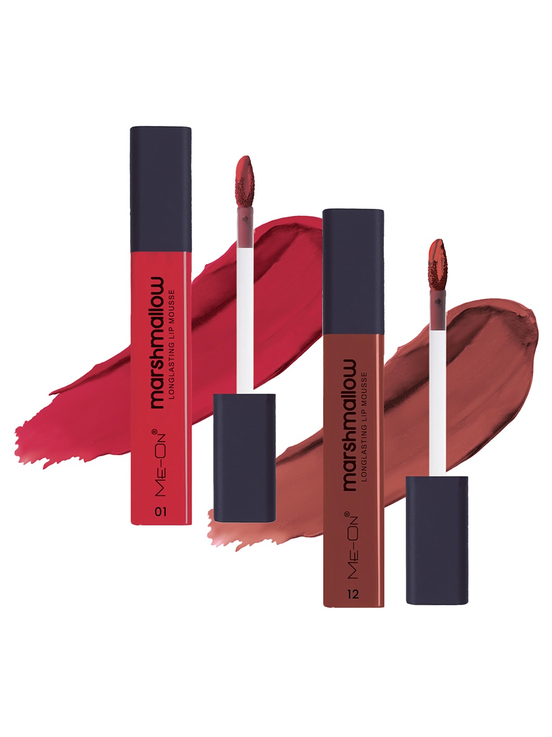 

ME-ON Set Of 2 Marshmallow Long Lasting Lip Mousse 6 ml Each - Shade 01 & 12, Red
