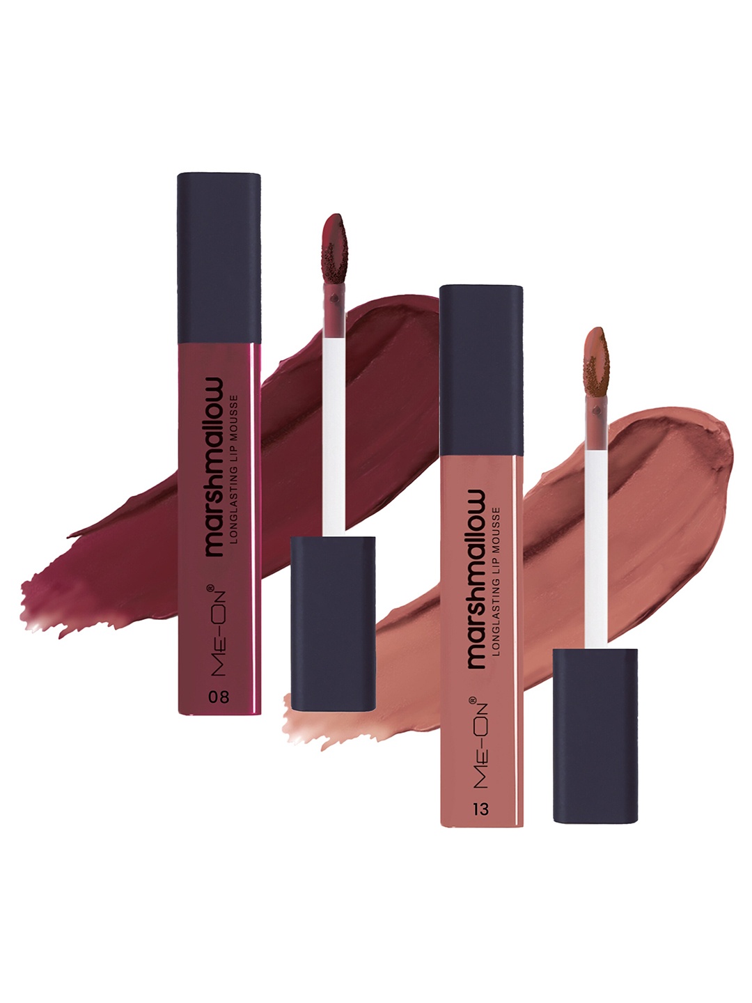 

ME-ON Set Of 2 Marshmallow Long Lasting Lip Mousse -6ml Each - Red Wine 08-Nude Nuance 13, Maroon