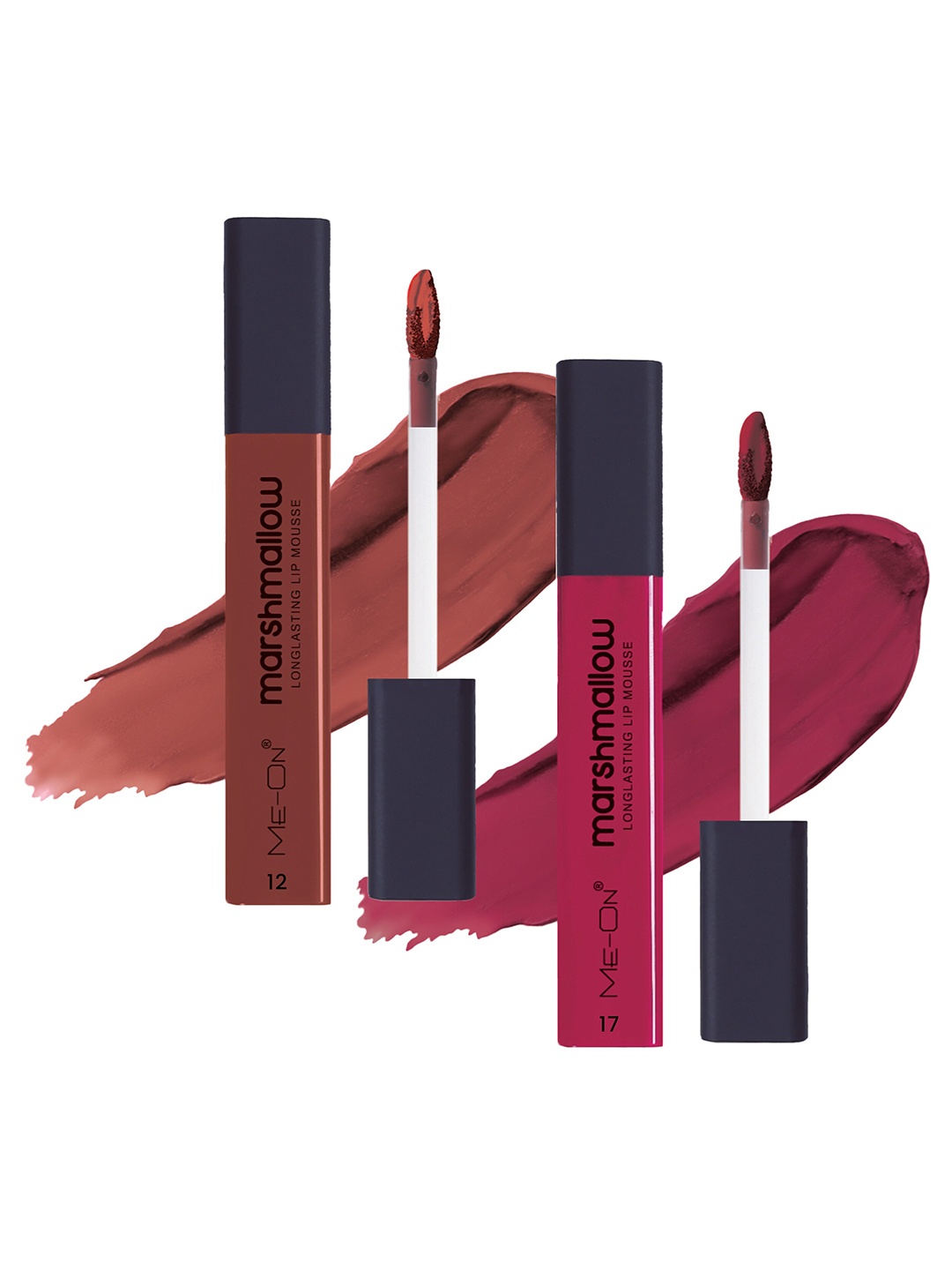 

ME-ON Set Of 2 Marshmallow Long Lasting Lip Mousse -6ml Each-Espresso 12-Mauve Mischief 17, Brown