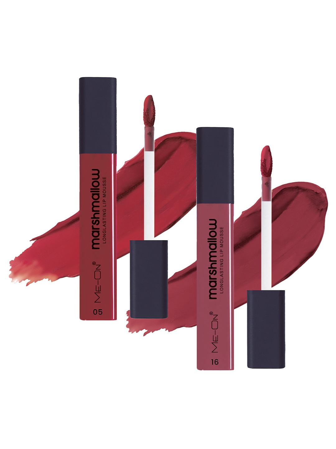 

ME-ON Set Of 2 Marshmallow Long Lasting Lip Mousse -6ml Each - Sherbet 05-Pink Tonic 16, Red