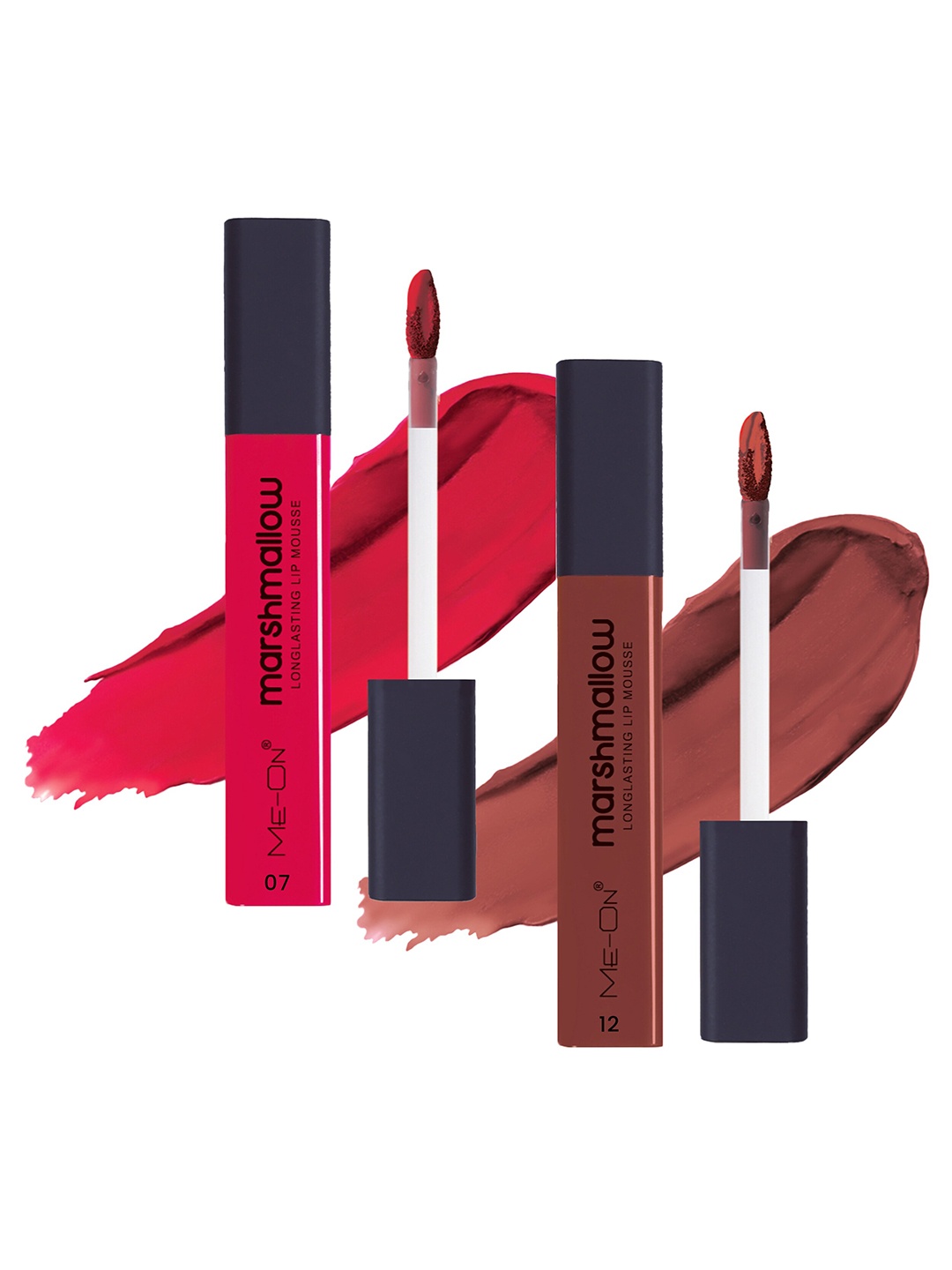 

ME-ON Set Of 2 Marshmallow Longwearing Lip Mousse 6ml Each - Raspberry 07 & Espresso 12, Pink