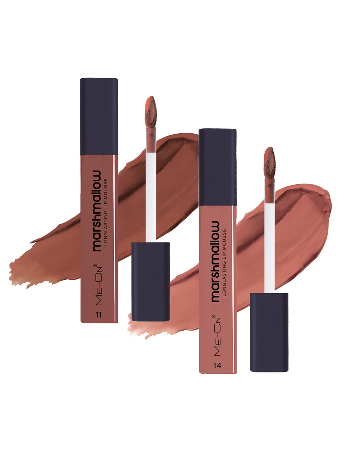 

ME-ON Marshmallow Set Of 2 Long Lasting Lip Mousse -6ml Each -Mocha Lover 11-Cocoa Sin 14, Brown