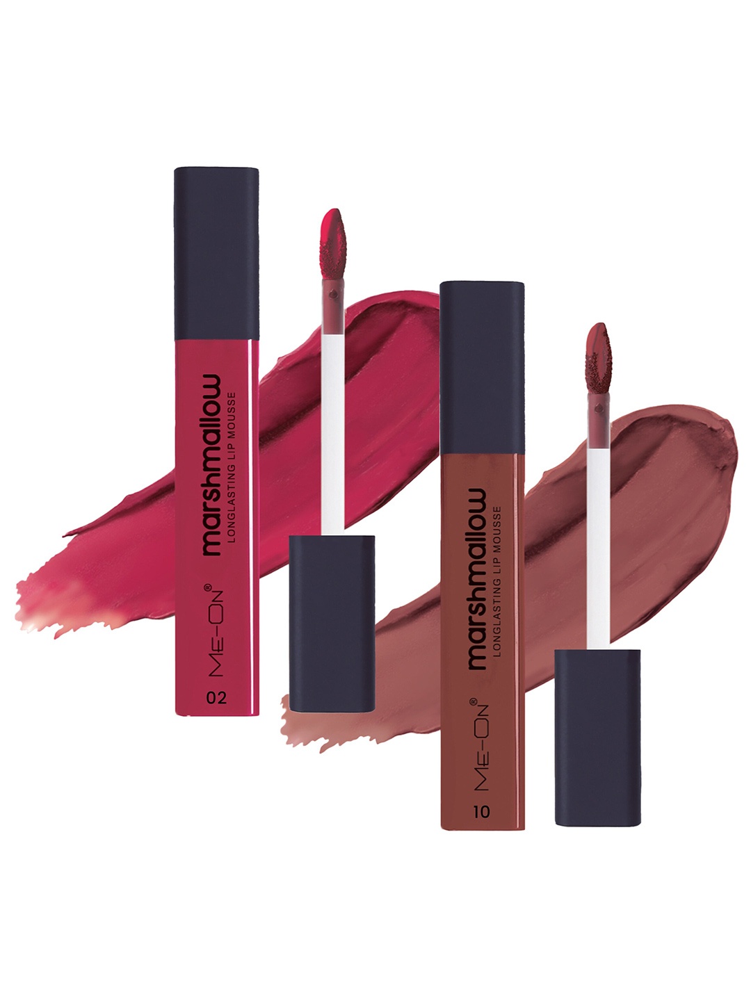 

ME-ON Marshmallow Set Of 2 Long Lasting Lip Mousse-6ml Each-Crimson Red 02-Peach Mojito 10