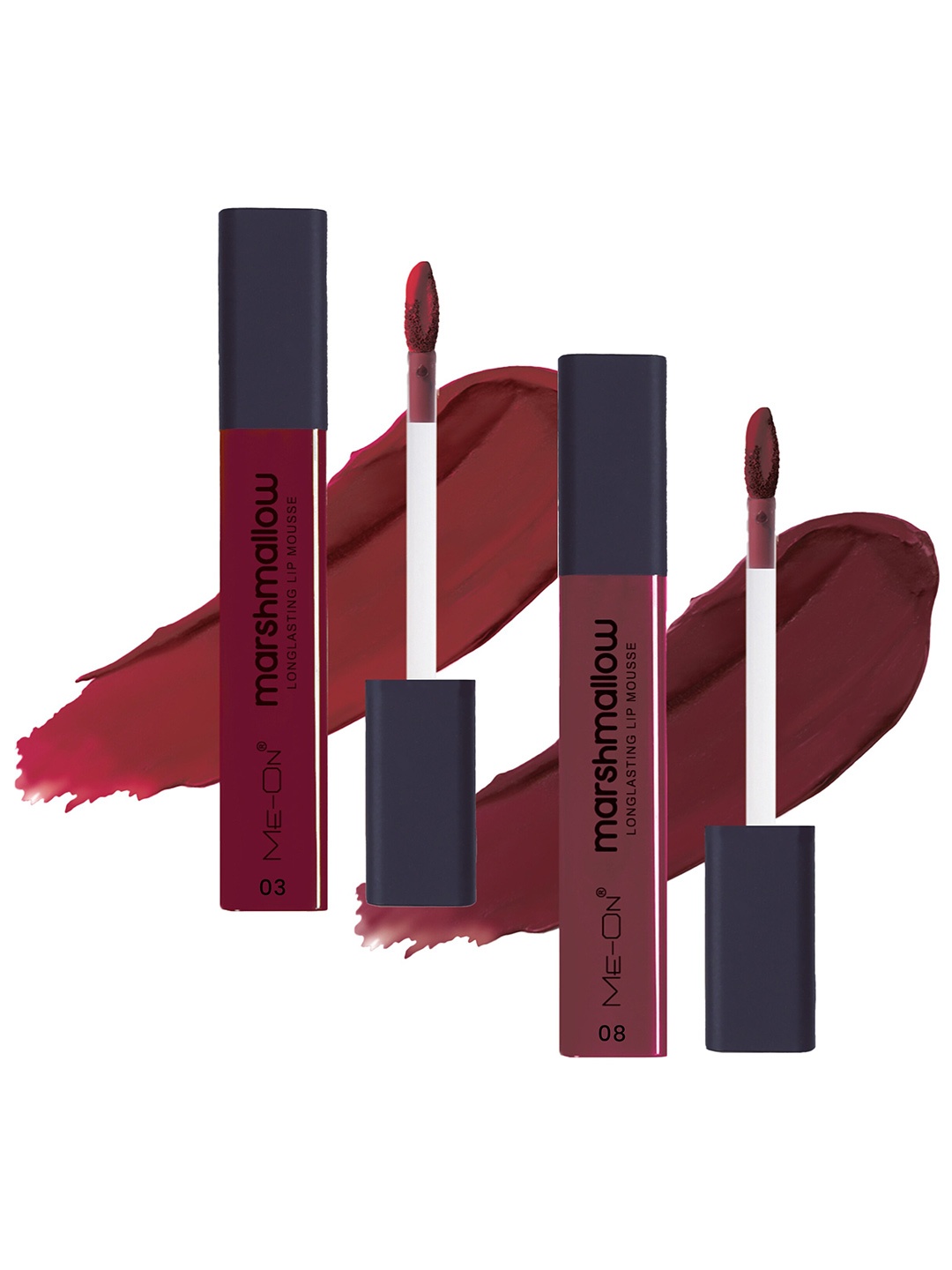 

ME-ON Set Of 2 Marshmallow Long Lasting Lip Mousse -6ml Each- Indian Maroon 03-Red Wine 08