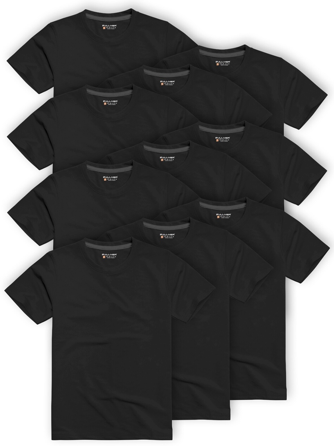 

BULLMER Pack Of 10 Short sleeves Cotton T-shirt, Black