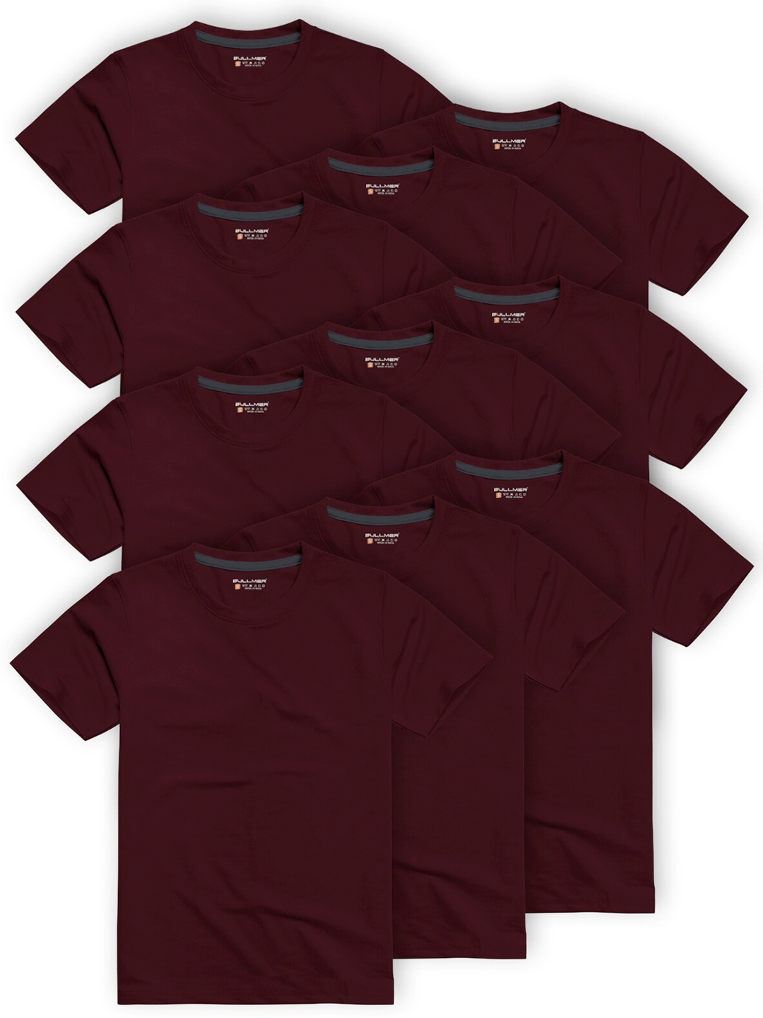 

BULLMER Pack Of 10 Short sleeves Cotton T-shirt, Maroon