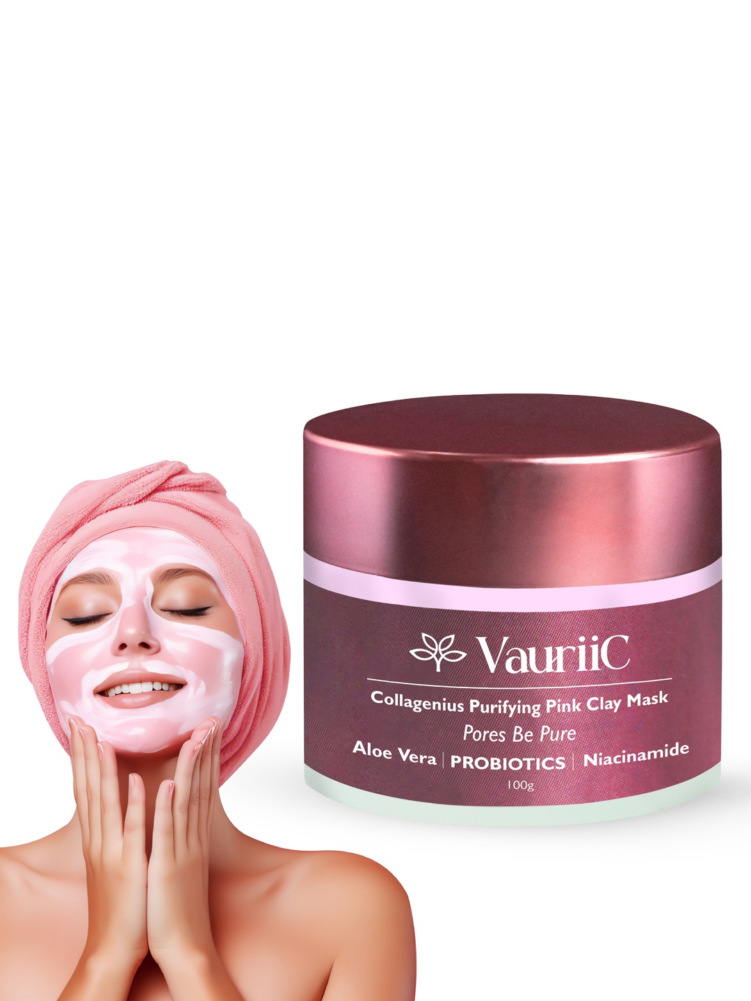 

VauriiC Pores Be Pure Collagenius Purifying Pink Clay De Tan Mask- 100g