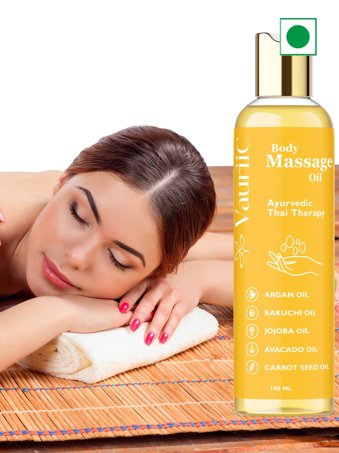 

VauriiC Ayurvedic Stress Relief Body Massage Oil With Avocado - 100ml, Yellow