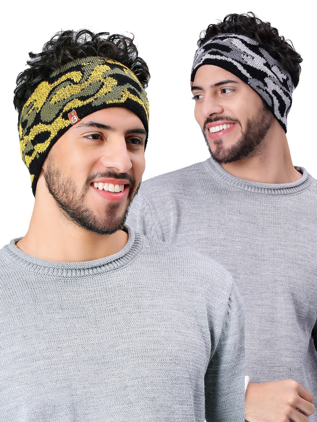 

Bharatasya Pack of 2 Printed Bandana Headband, Yellow