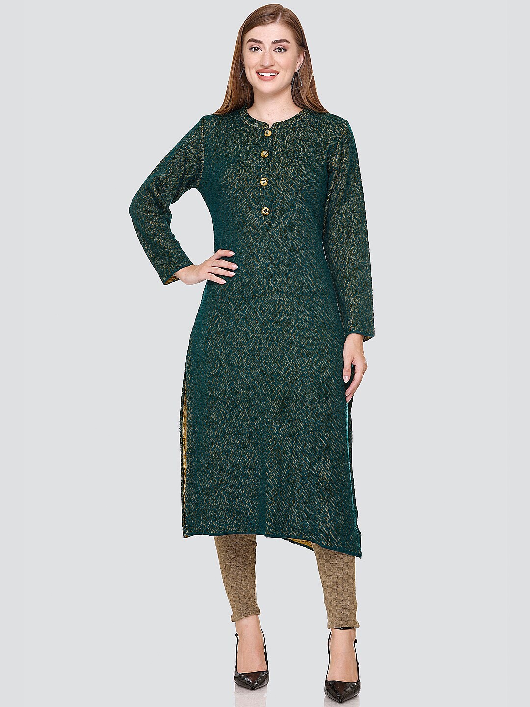 

Elthia's Woollen Straight Kurta, Green