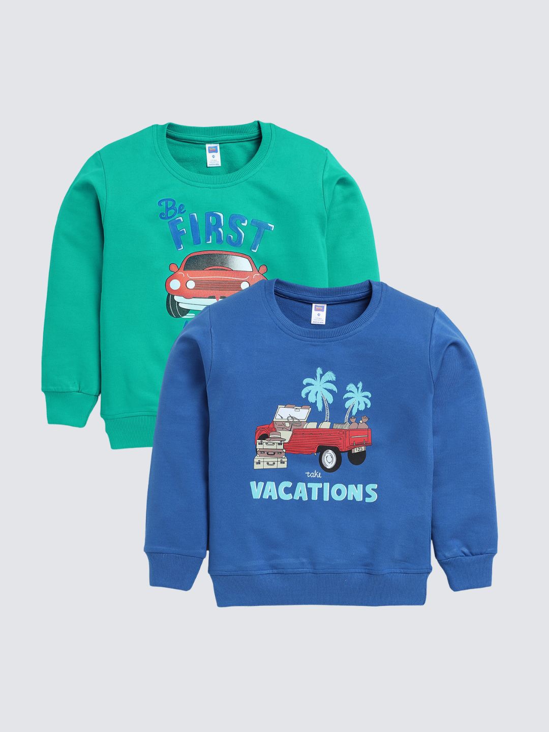 

Nottie Planet Boys Pack Of 2 Graphic Printed Pullover Sweatshirts, Green