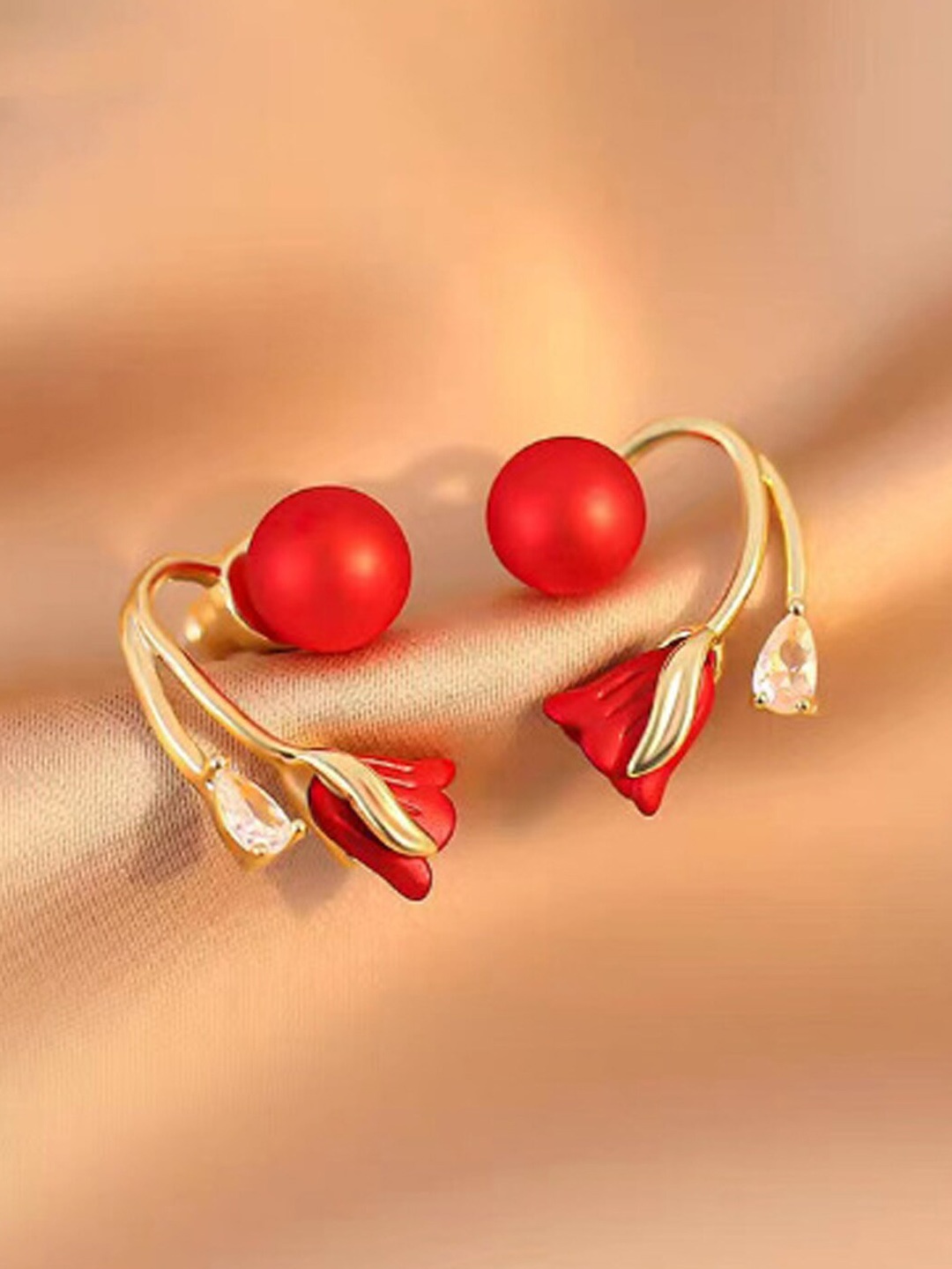 VAGHBHATT Gold-Plated Stud Earrings, Red