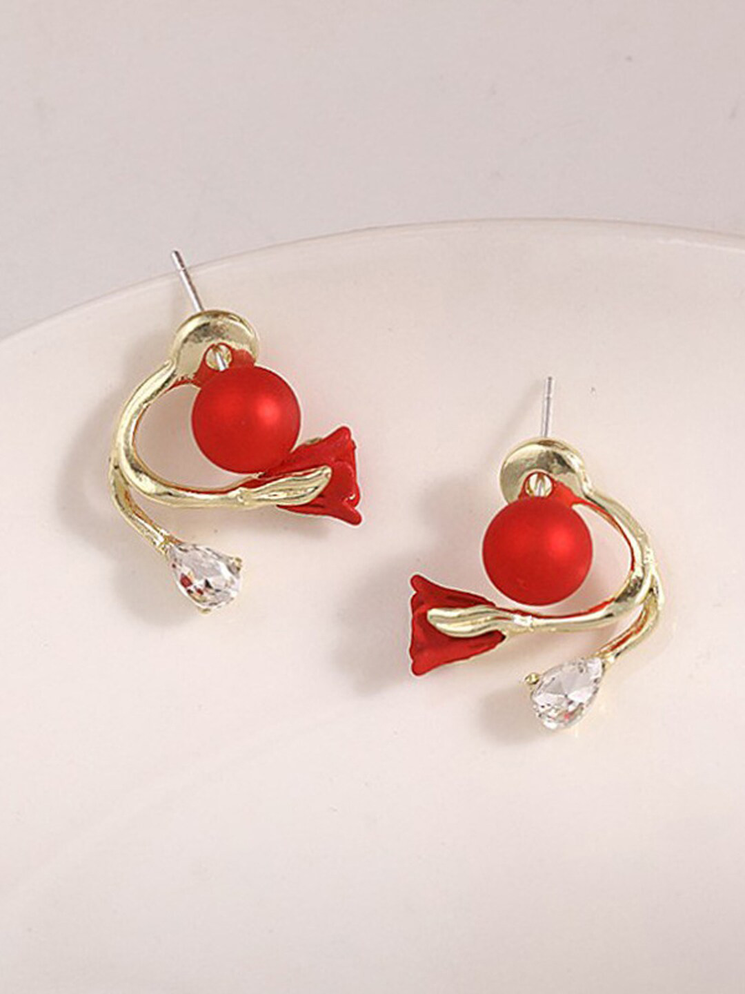 

VAGHBHATT Gold-Plated Stud Earrings, Red