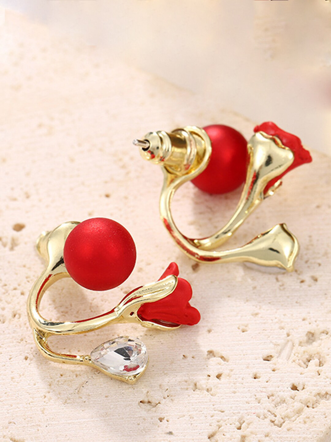 

VAGHBHATT Gold-Plated Stud Earrings, Red