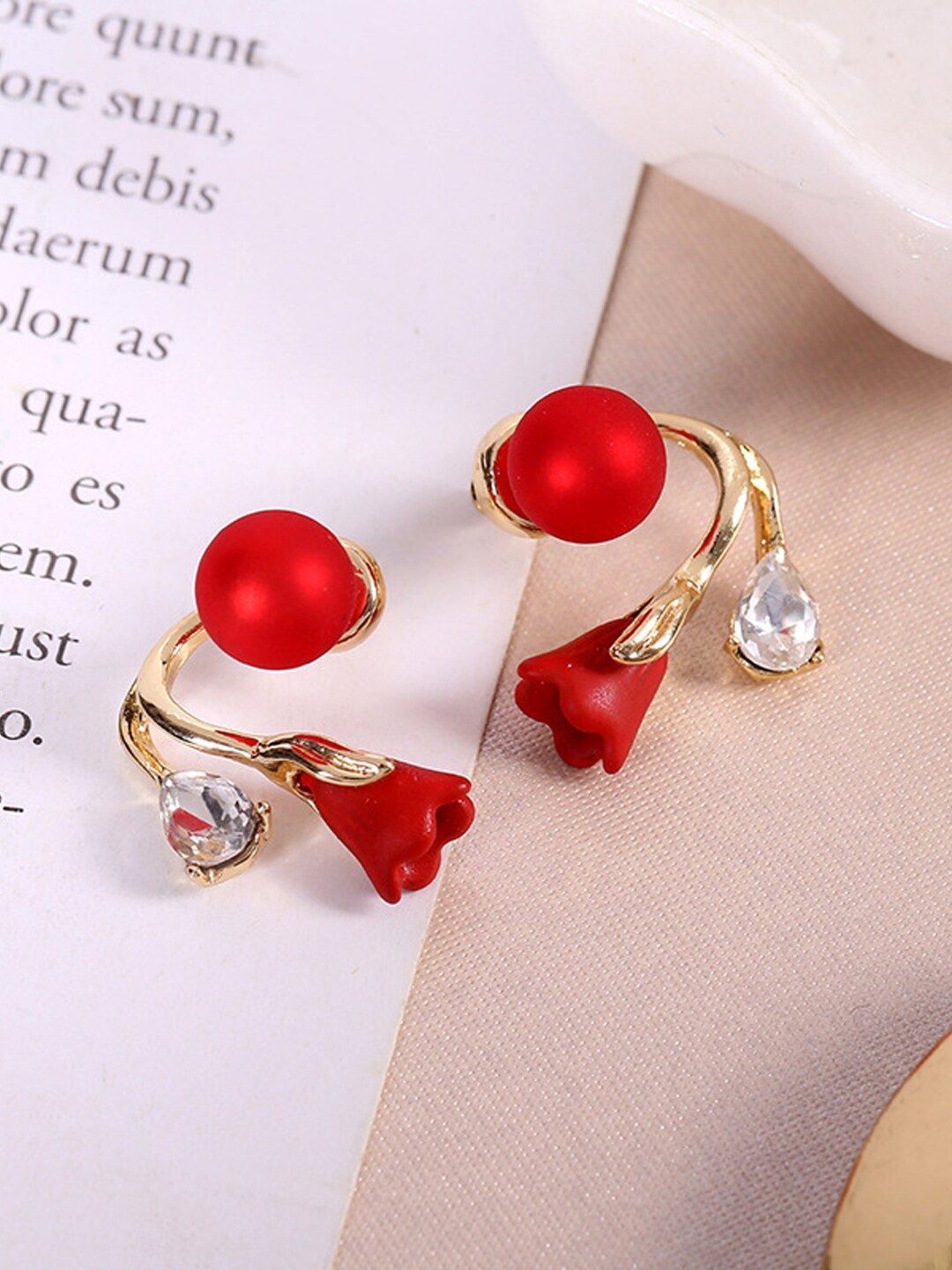 

VAGHBHATT Gold-Plated Stud Earrings, Red