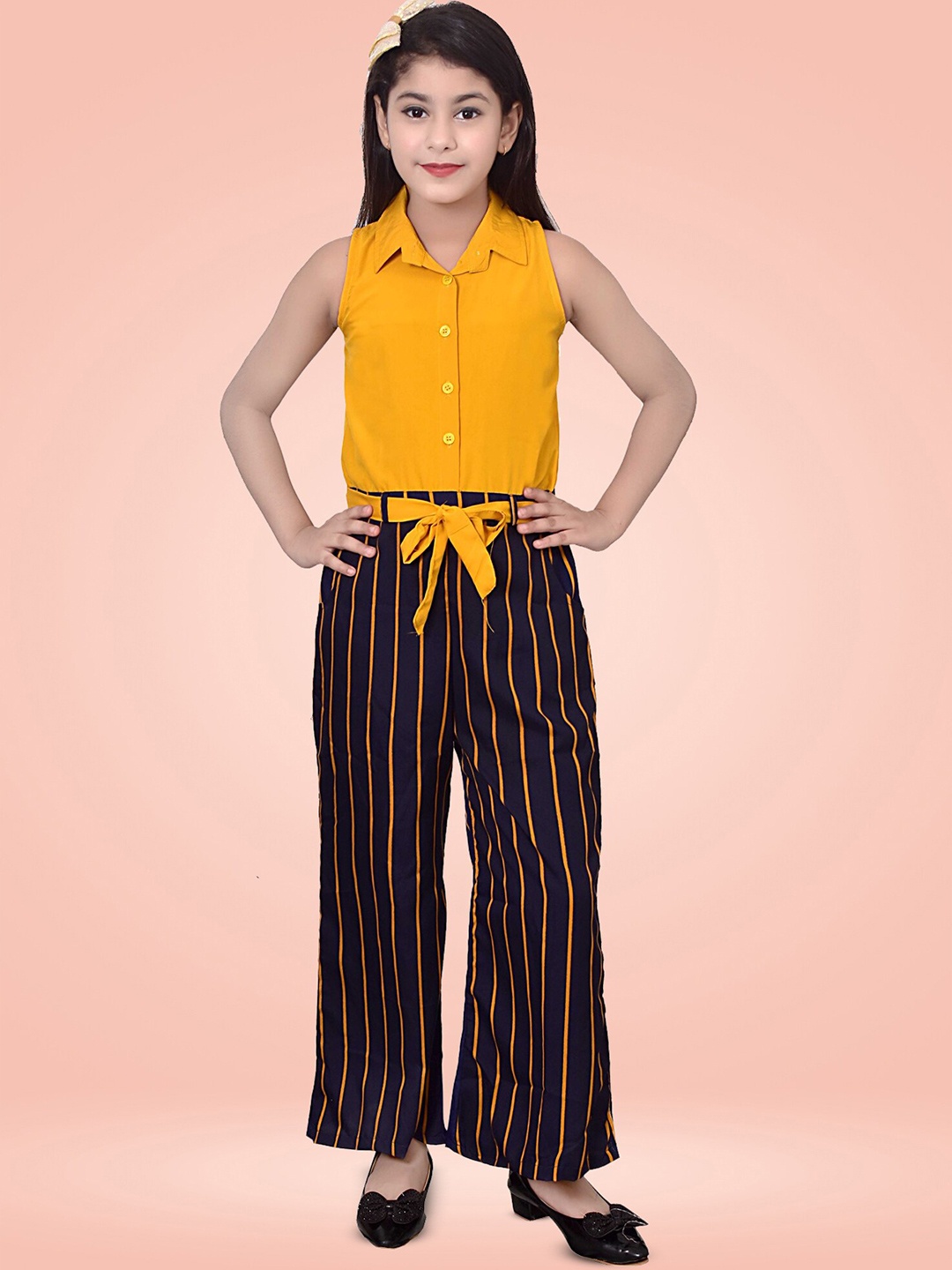 

BAESD Girls Striped Basic Jumpsuit, Yellow