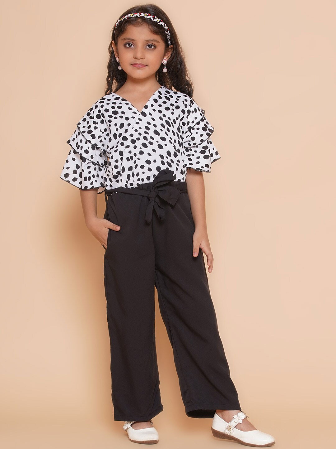 

BAESD Girls Printed Basic Jumpsuit, White