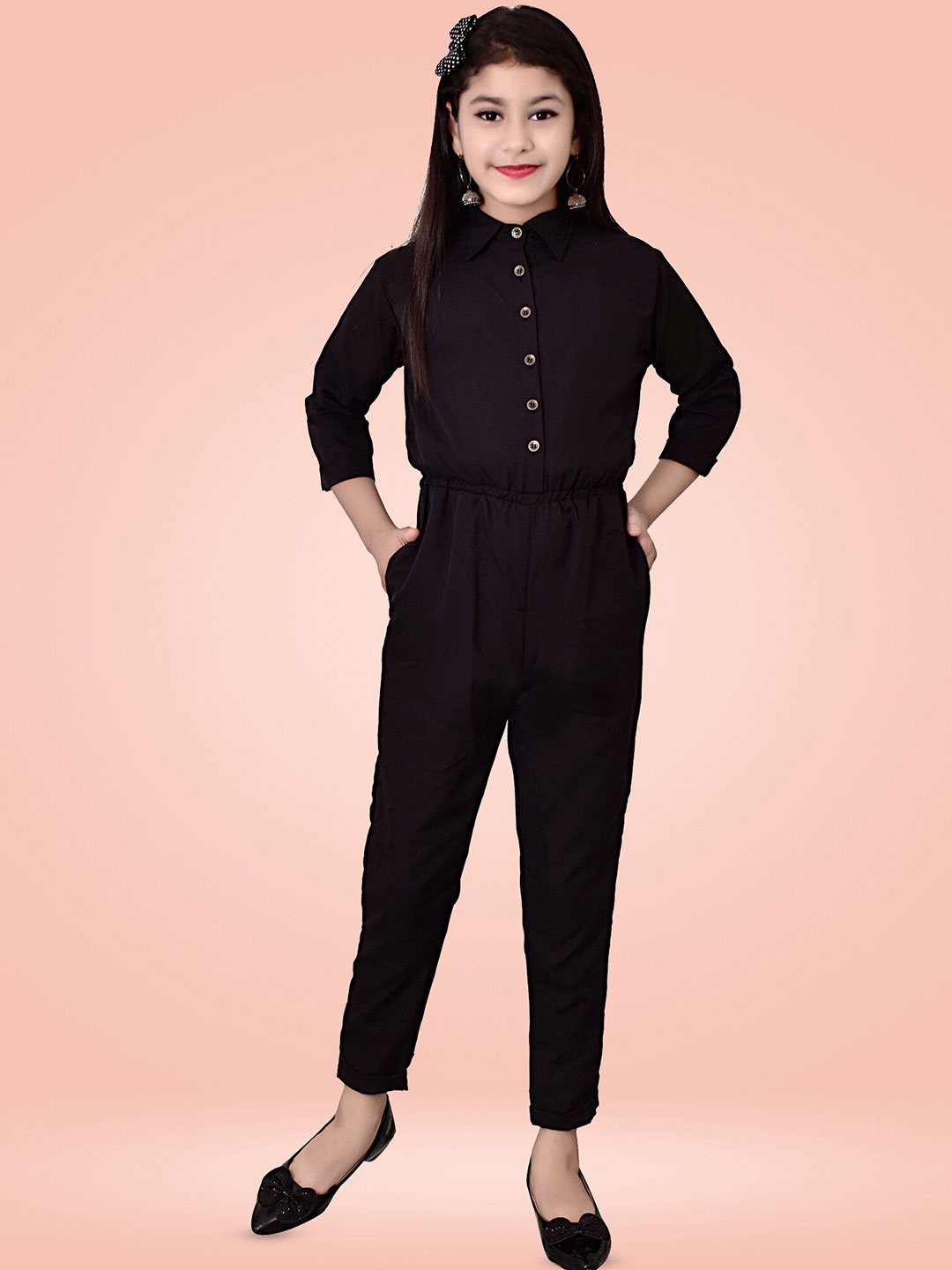 

BAESD Girls Crepe Basic Jumpsuit, Black