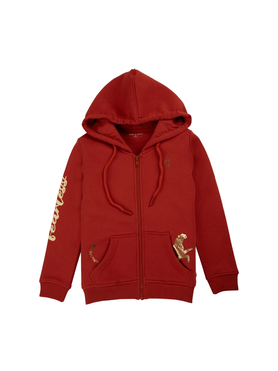 

Gini and Jony Girls Hooded Open Front Jacket, Red