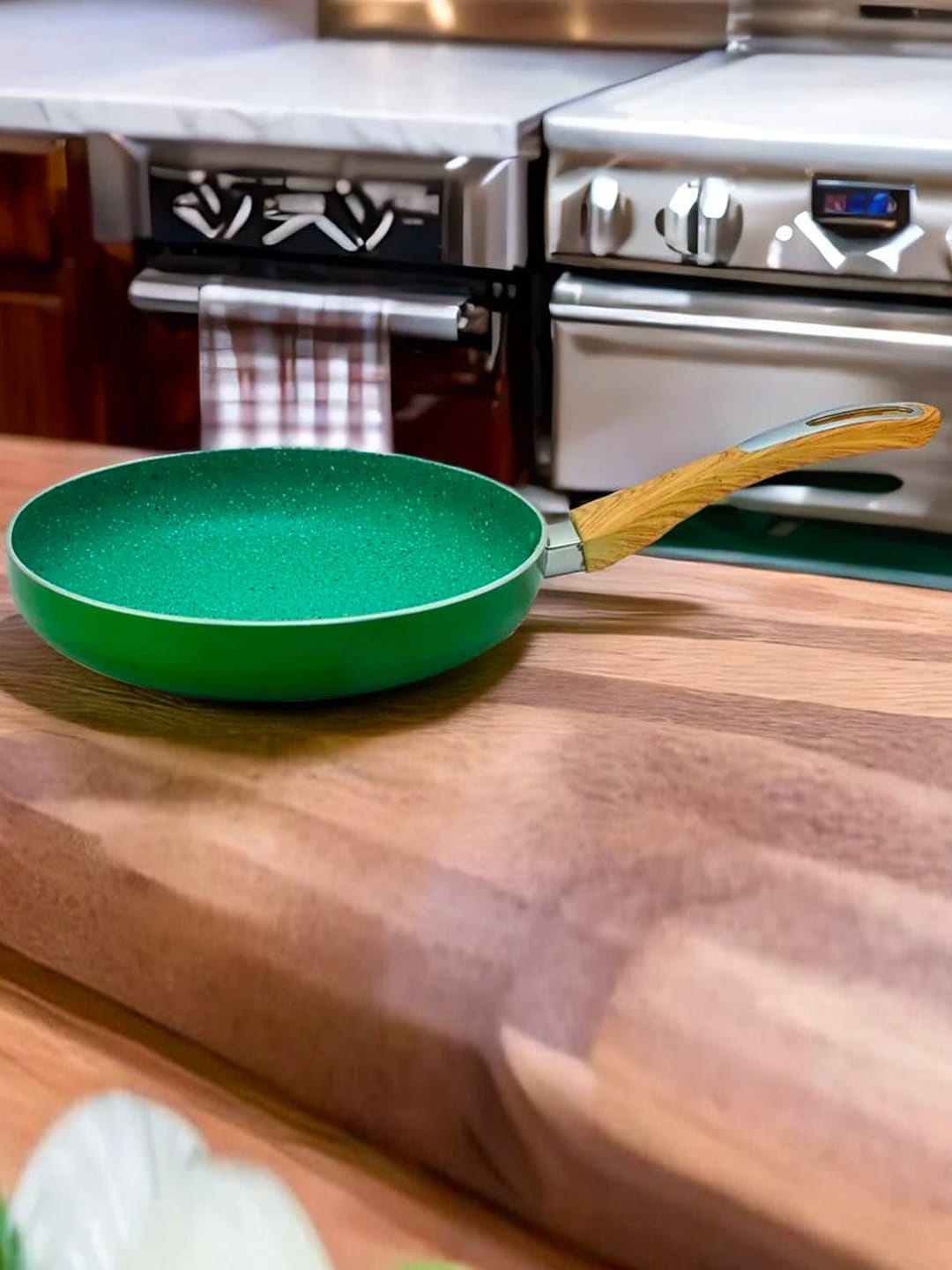 

Athome by Nilkamal Green & Brown Aluminium Non-Stick Fry Pan