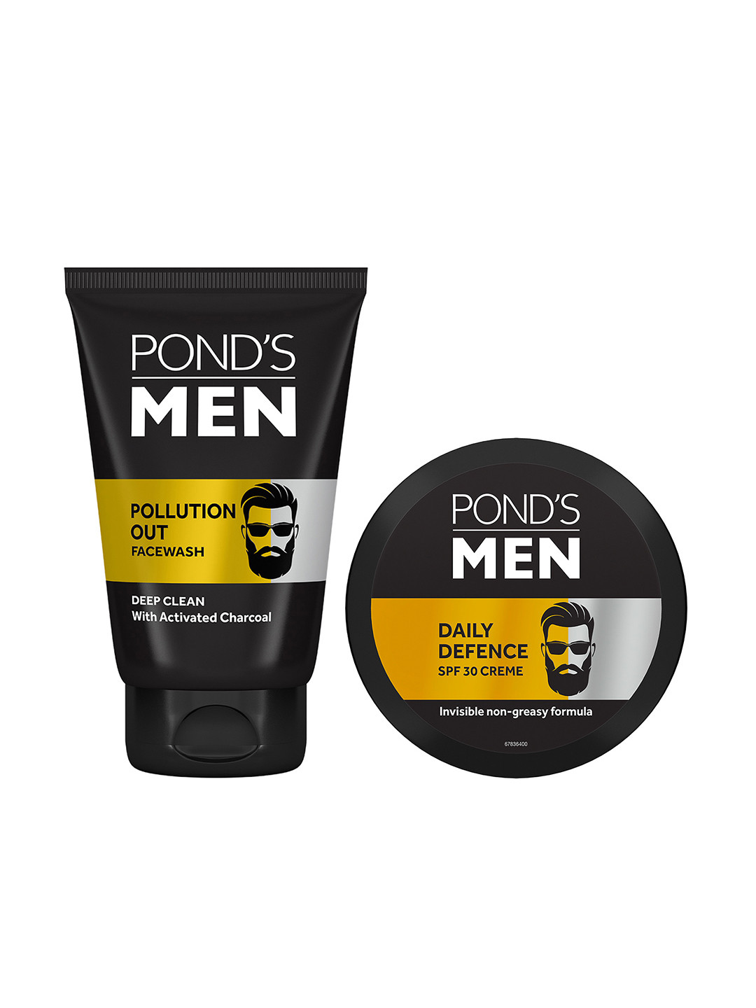 

Ponds Men Daily Defence SPF 30 Face Creme 55g & Pollution Out Deep Clean Face Wash 100g, Black