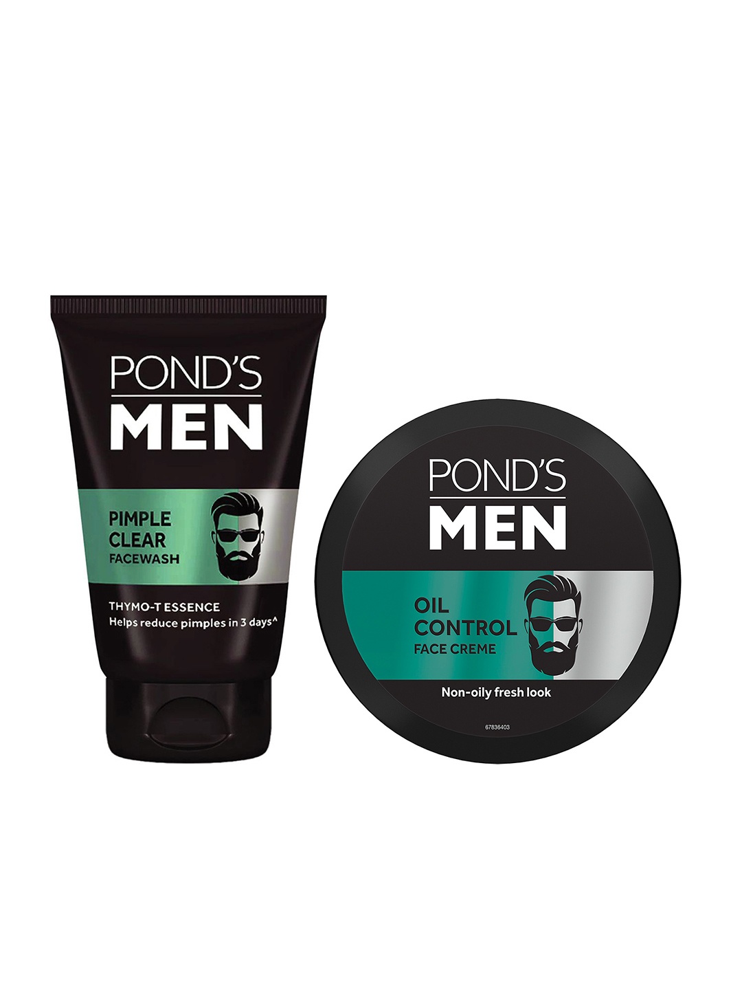 

Ponds Men Oil Control Face Creme 55g & Pimple Clear Face Wash 100g, Black