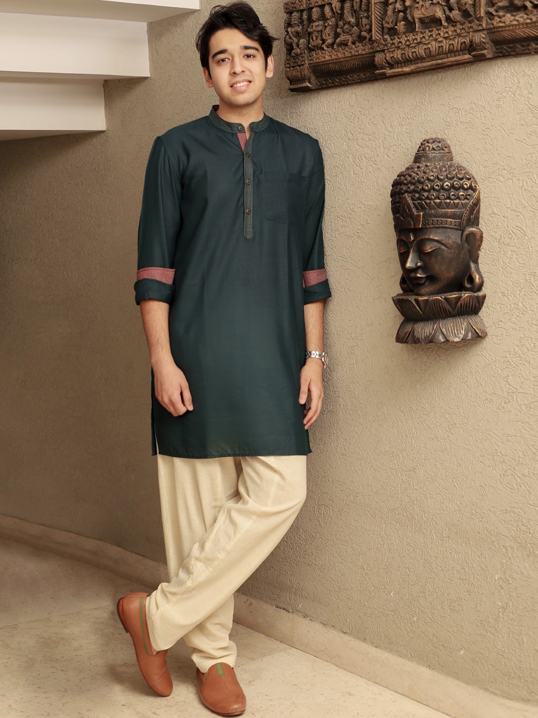 

Spring Soul Green Cotton A-Line Straight Kurta
