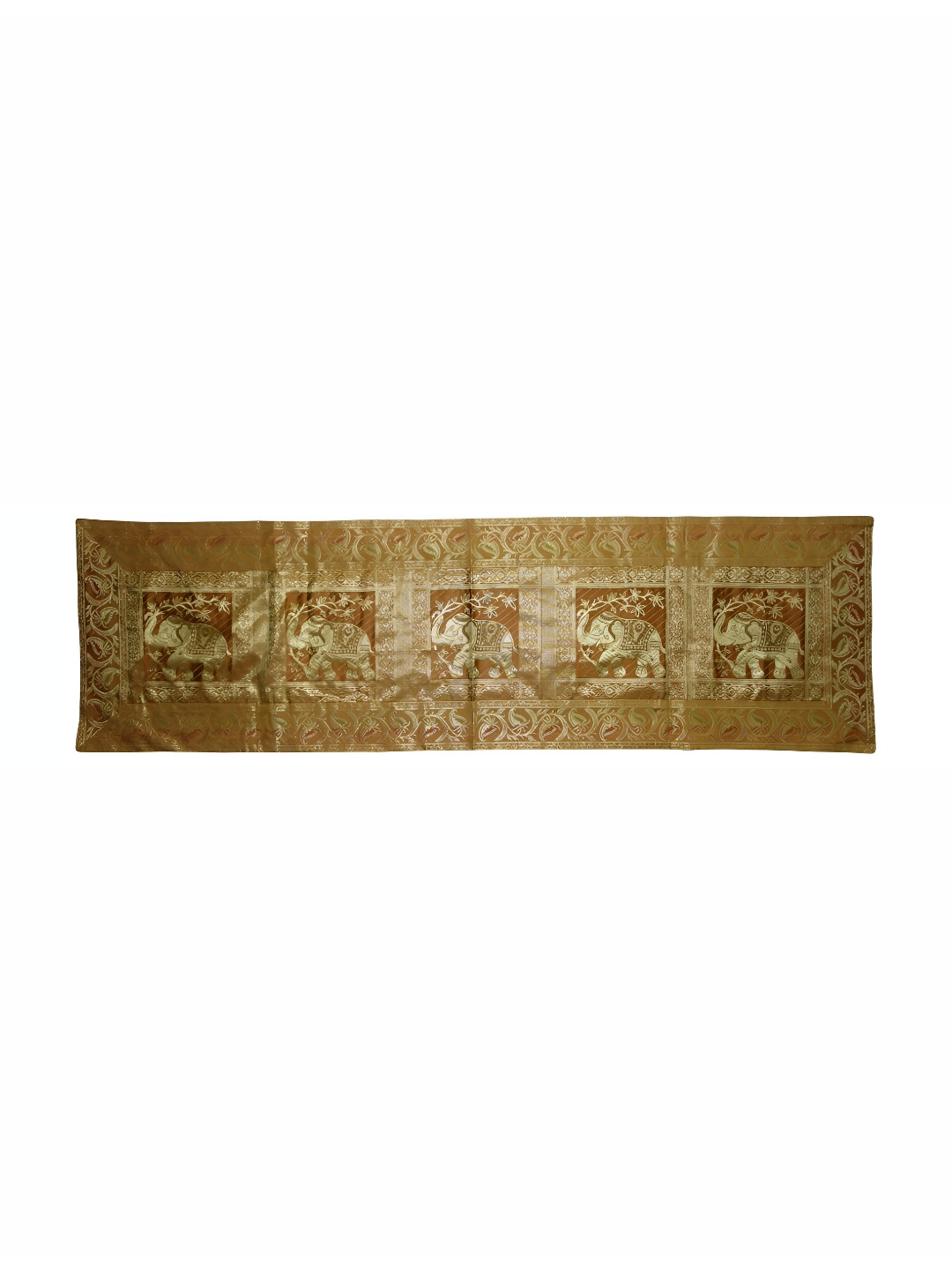 

Lal Haveli Brown & Gold Toned Ethnic Motifs Table Runner