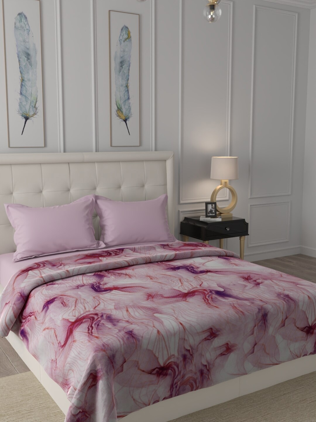 

Raymond Home Purple & White Abstract Printed Mild Winter 300 GSM Double Bed Blanket