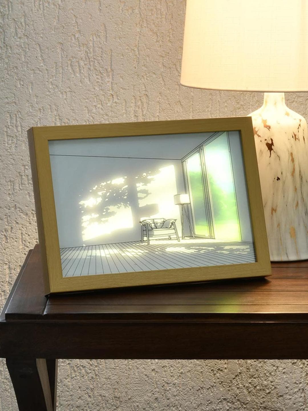 

Athome by Nilkamal White Life Sofa LED Painting With 3 Lighting Modes Wall Art