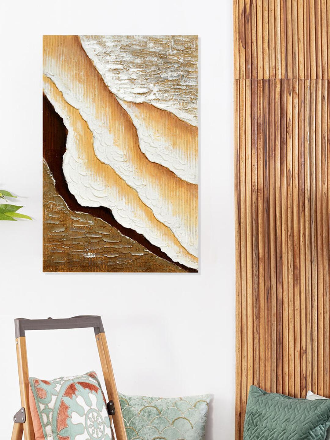 

Athome by Nilkamal Beige & Brown Sandy Waves Canvas Wall Painting